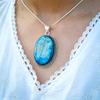 abradorite Gemstone Handmade 925 Sterling Silver Pendant, Natural Blue Shiny Fire Labradorite Jewelry Pendant Gift For Mother
