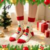 Holiday Outfit Accessories Cute Christmas Stockings Cotton Crew Socks for Women Soft Breathable Winter Warm Hosiery Thermal with Gingerbread