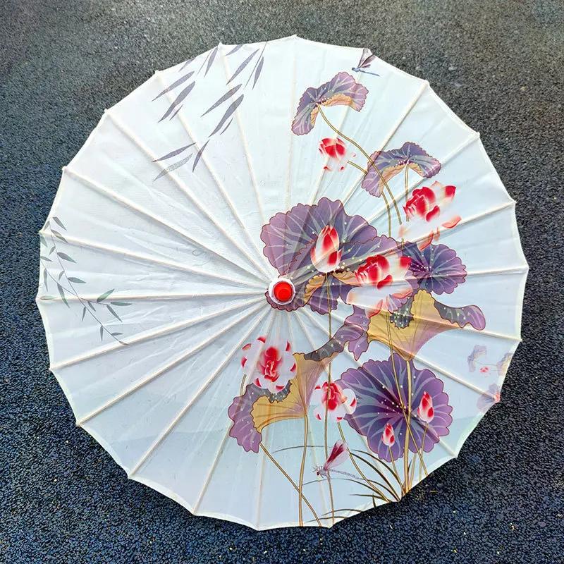 84cm Vintage Chinese Umbrella Silk Cloth Japan Cherry Blossoms Umbrella Home Hotel Ceiling Decor Anime Festival Umbrella Props