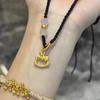 Elegant Retro Gold KT Cat Pendant Necklace with Hollow Design