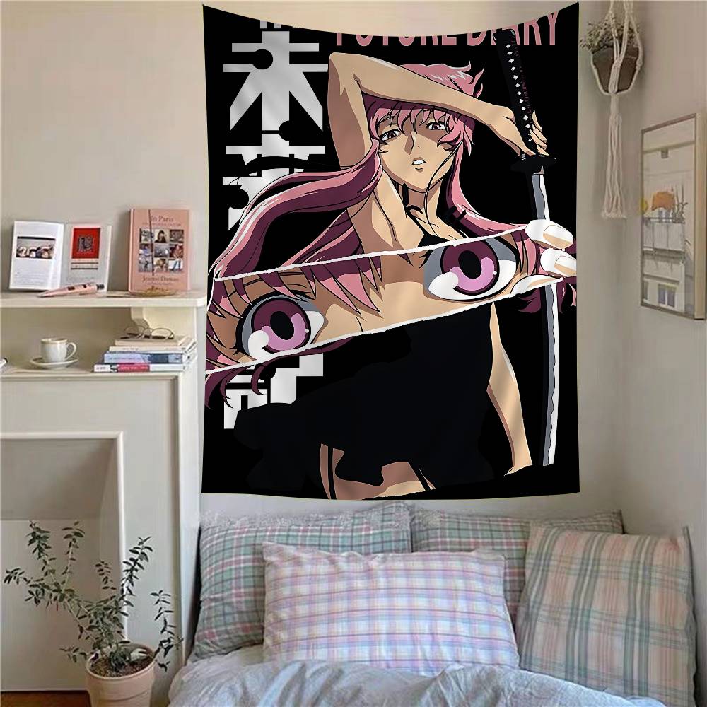 Anime Figure Mirai Nikki The Future Diary Anime Tapestry Hippie Flower Wall Carpets Dorm Decor Cheap Hippie Wall Hanging