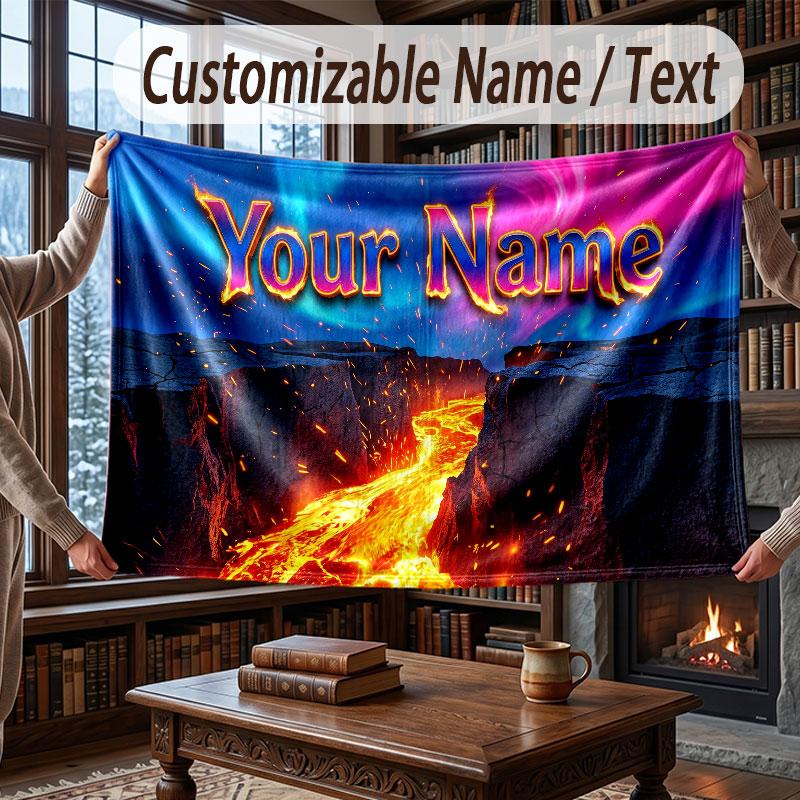 Abstract Personalized Theme Throw Blanket Custom Name Text Personalized Blanket Soft Cozy Blanket for Home Sofa Bed
