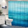 Ocean Gradient Shower Curtain 1Pc – Layered Blue And Teal Waves, Calm Water Art Bath Curtain For Tranquil Home Decor