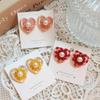 Women's Colored Pearl Heart Lattice Earrings