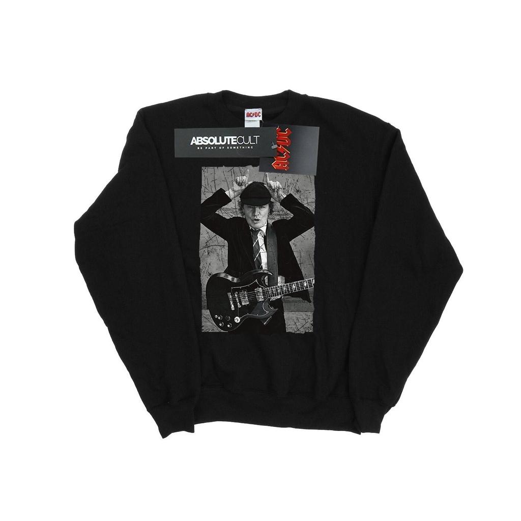 AC/DC Mens Angus Young Distressed Photo Sweatshirt