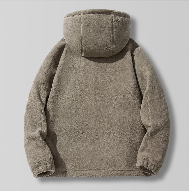 Unisex Sherpa Fleece Hooded Jacket: Warm, Thick, Casual Fashion for Autumn & Winter.