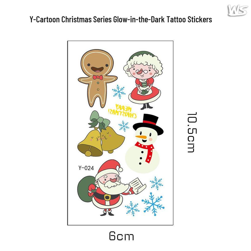 Creative Luminous Christmas & New Year Tattoo Stickers for Kids - Snowflake & Santa Designs
