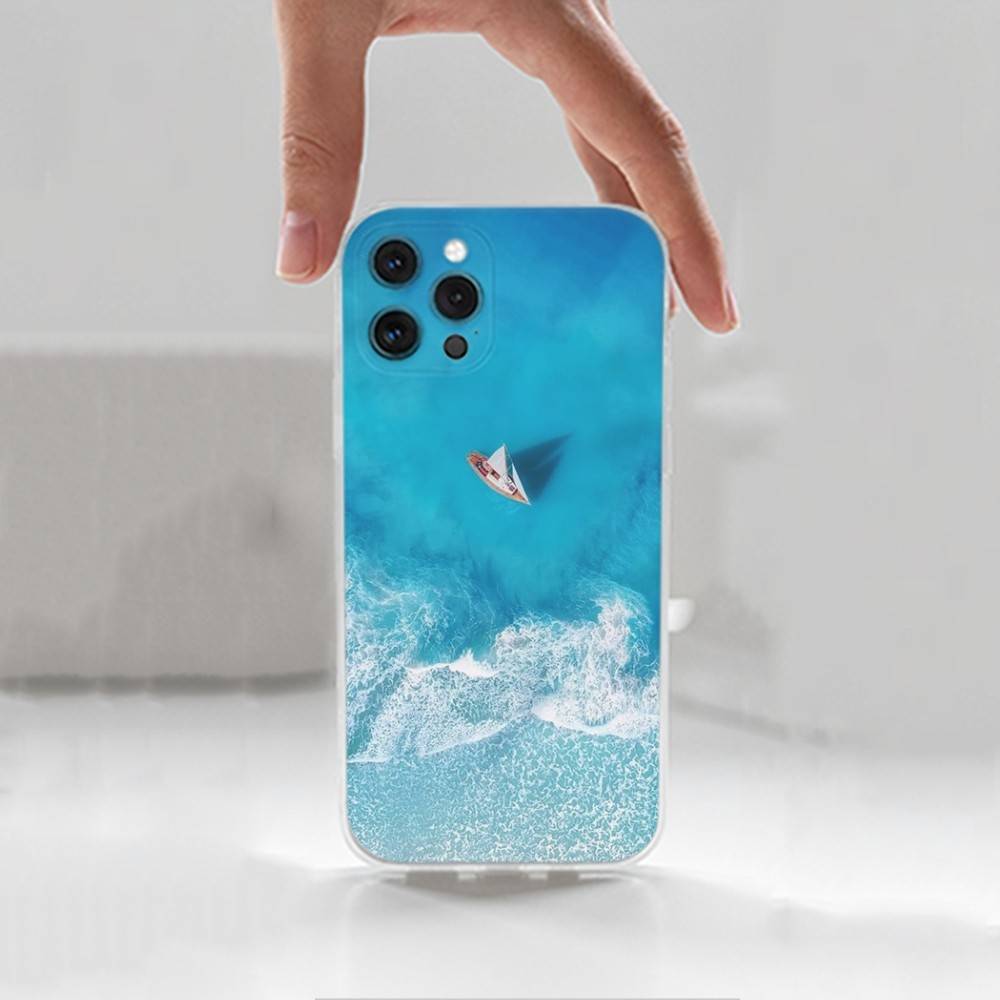 Sailing Boat Case For iPhone Max,14,16,X,13,XR,SE,12,15,Pro,17,Plus,11,XS,Mini Transparent Soft Cover