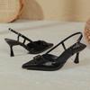 Französische Taschenkopf-Sandalen Damen 2025 neuer Sommer große Größe Damenschuhe spitz hinten leer einzelne Schuhe rot hohe Absätze Stiletto