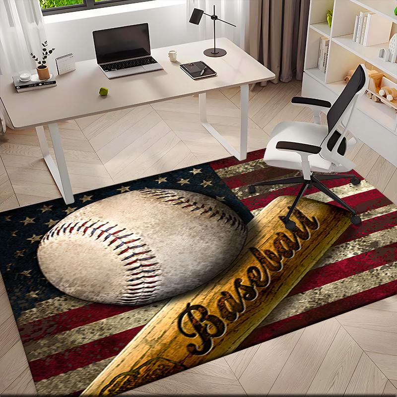 1pc American Flag, Baseball, and Guitar Carpet Rug for Living Room Bedroom Home Sofa Decoration,Kids Play Non-slip Floor Mat