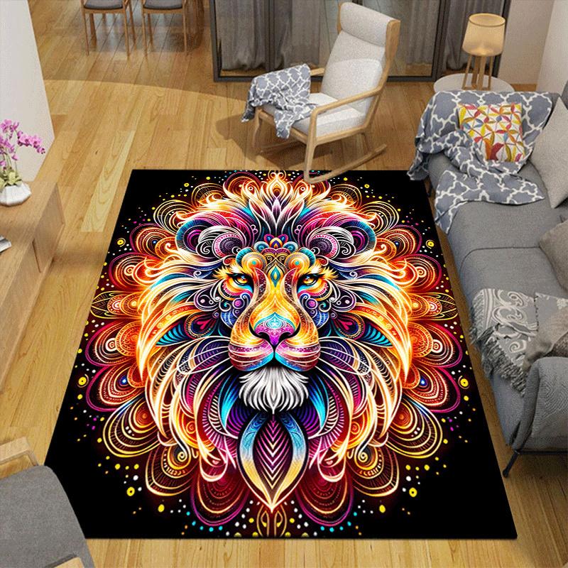 1pc Ancient Mysterious Lion Print, Design Indoor Area Rug - Soft, Anti-Slip, and Durable Gaming Room Decor for Bedroom