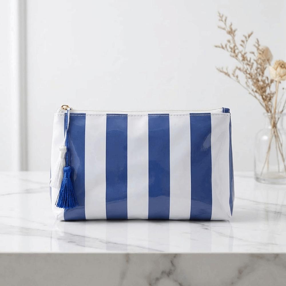 Large Capacity Striped Cosmetic Bag Waterproof Beach Storage Bag Fashion PVC Toiletry Bag Women