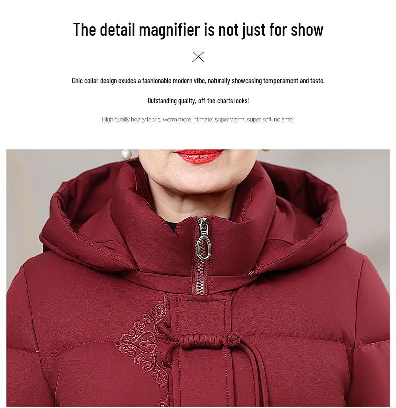 Hooded Cotton Jacket for Women: Warm, Thick, Velvet-Lined Winter Wear for Middle-Aged and Elderly, featuring Grandmother-Style Lamb Fleece.