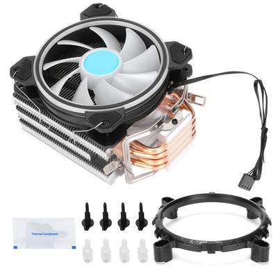 Disipador de CPU Rápida Disipación de Calor Cobre Puro Cuatro Tubos de Calor Silencioso Radiador RGB para Ordenadores de Escritorio