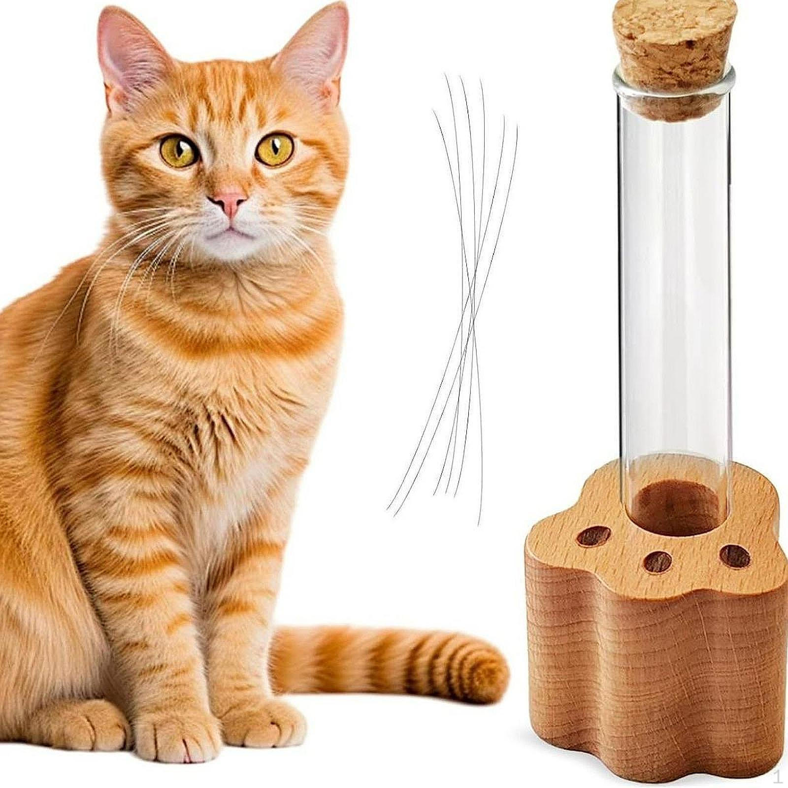 

Cat Whisker Holder Wooden Base Paw Shape Vase Simple Hair Keepsake Desk No Glass Tube Versatile for