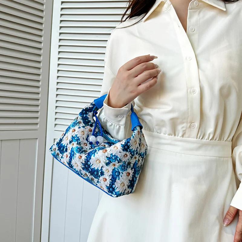 Genți de mână pentru femei, la modă nouă, de lux, de mare capacitate, genți de umăr, moale, casual, cu imprimeu retro, genți la subrat pentru doamne