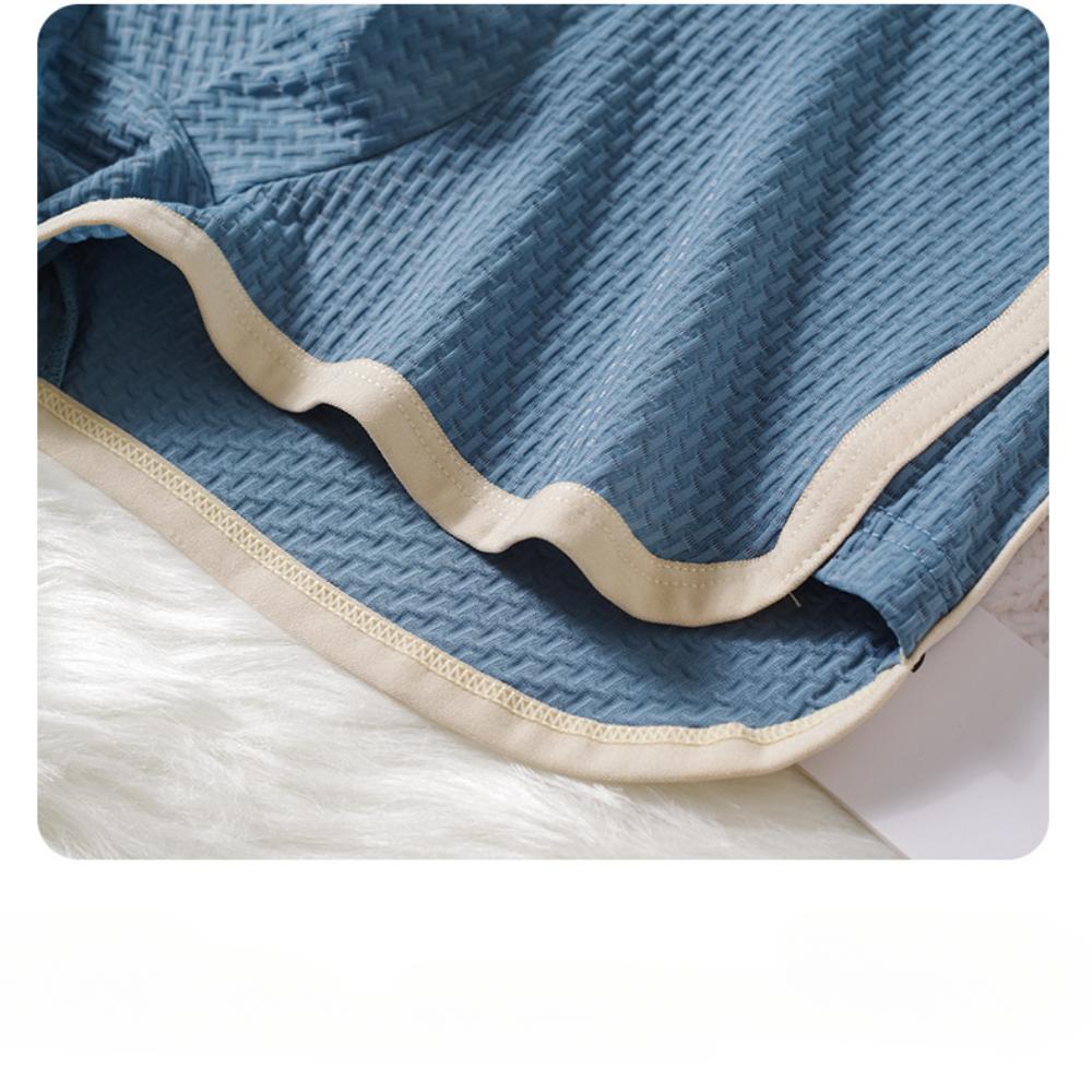 Summer Ice Silk Thin Men's Underwear Checkered Texture Simple Solid Color Men's Sports Home Flat Pants