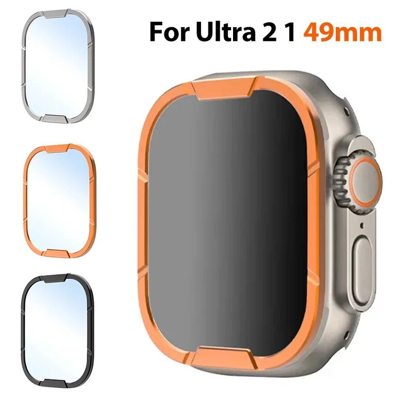 Stainless Steel Metal Frame + Glass For Apple Watch Ultra 1 2 49mm Bumper Frame Housing Protector for iWatch Series SE 9 Ultra2