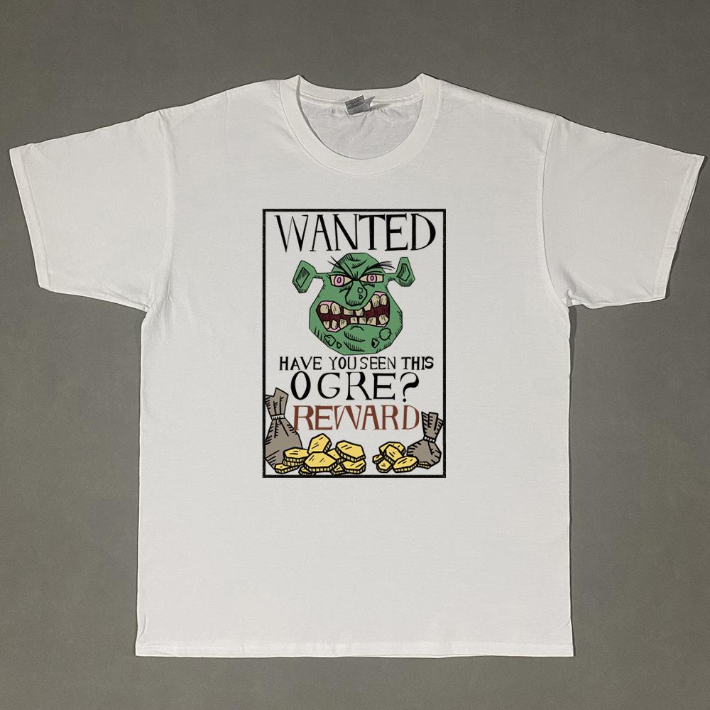 

Футболка с принтом Шрека для мужчин и женщин, летняя хлопковая широкая футболка 3XL белый
