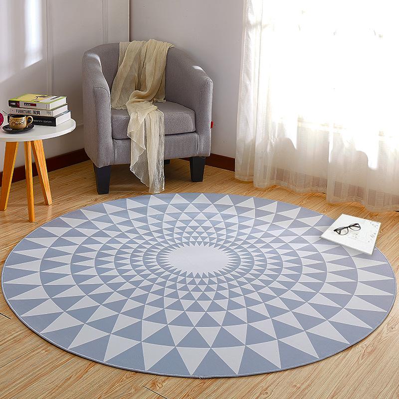 Tappeti Circolari di Lusso per Soggiorno Tappeti Geometrici per Area Tavolino da Caffè Decorazione Camera da Letto Tappetini Semplici per Pavimento Domestico