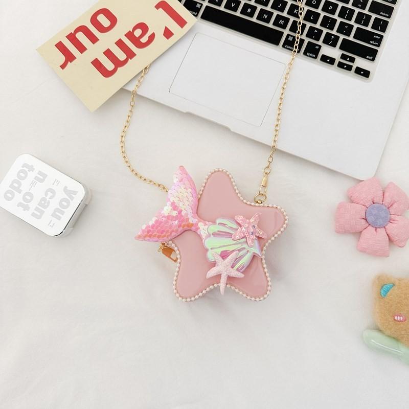 Adorable Cartoon Star Crossbody Bag For Kids Stylish Chain Strap Waterproof Pvc