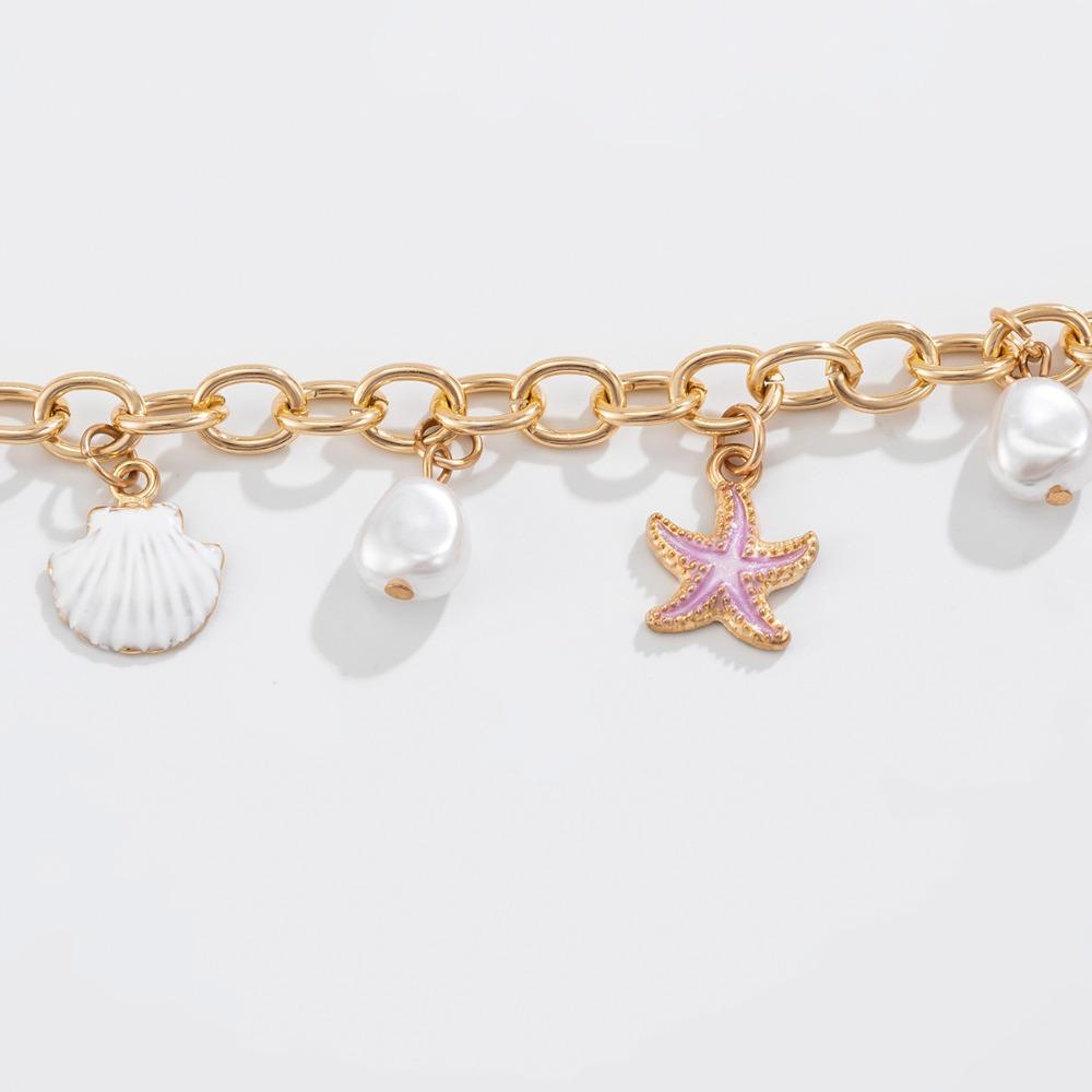 Starfish Ocean Beach Wind Necklace Imitation Pearl Clavicle Chain