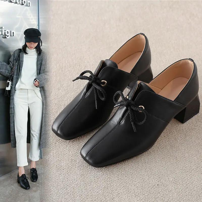 Woman Pumps Square Heels Comfortable And Elegant Non Slip Shoes For Women Casual With Promotion Hot Discount Genuine Mark