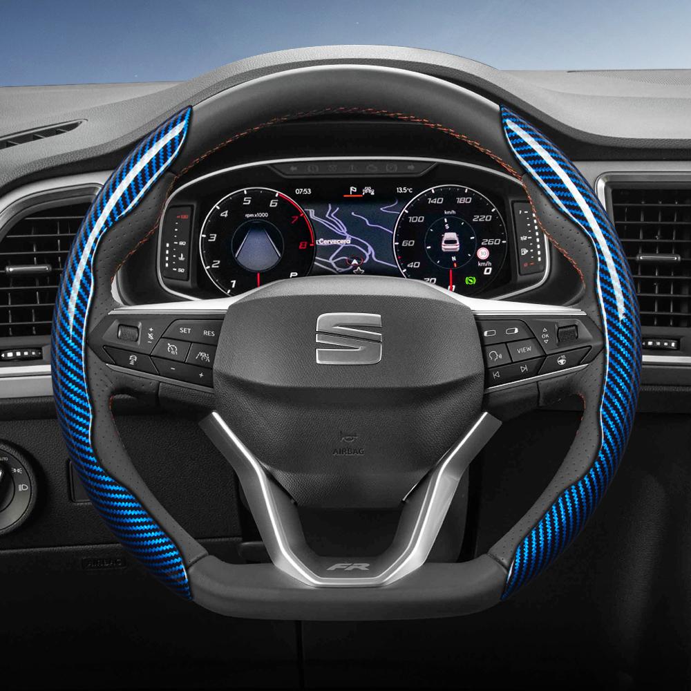 Suitable for Seat Carbon Fiber Texture Steering Wheel Cover with Segmented Quick-Release Design, Durable, for Models Such As Ibiza, Arona, Leon,