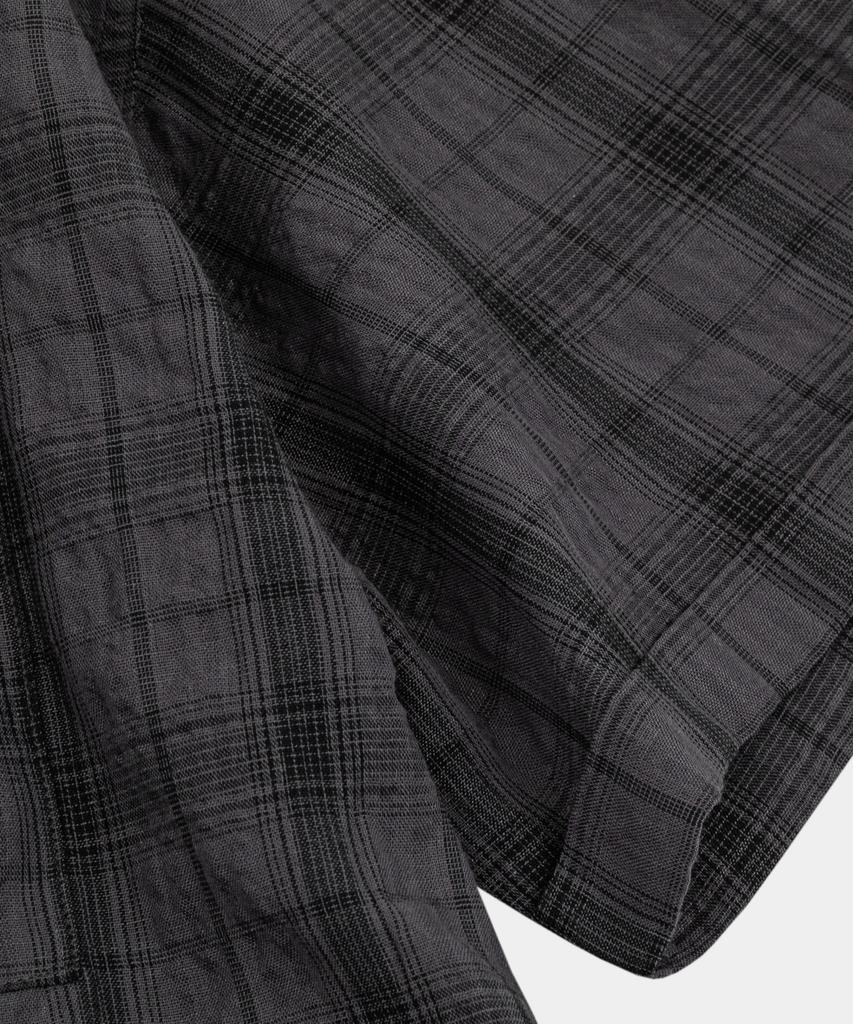 LETTERCOMO Airy Oversized Check Short Sleeve Shirt Charcoal