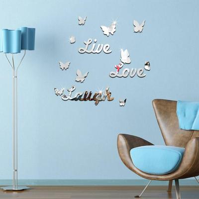 Nuevas Decoraciones para el Hogar DIY Pegatina de Pared Espejo Plateado Calcomanía Grande Pegatinas 3D Patrón de Mariposa