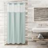 No Hooks Required Dotted Waffle Weave Shower Curtain with Snap In Liner - 71W X 74H,Hotel Grade,Spa Like Bath Curtain,Gray