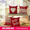 Valentine'S Day Love Heart Print Home Decor Pillowcase Bedroom Living Room Sofa Decoration Polyester Cushion Cover With Zipper