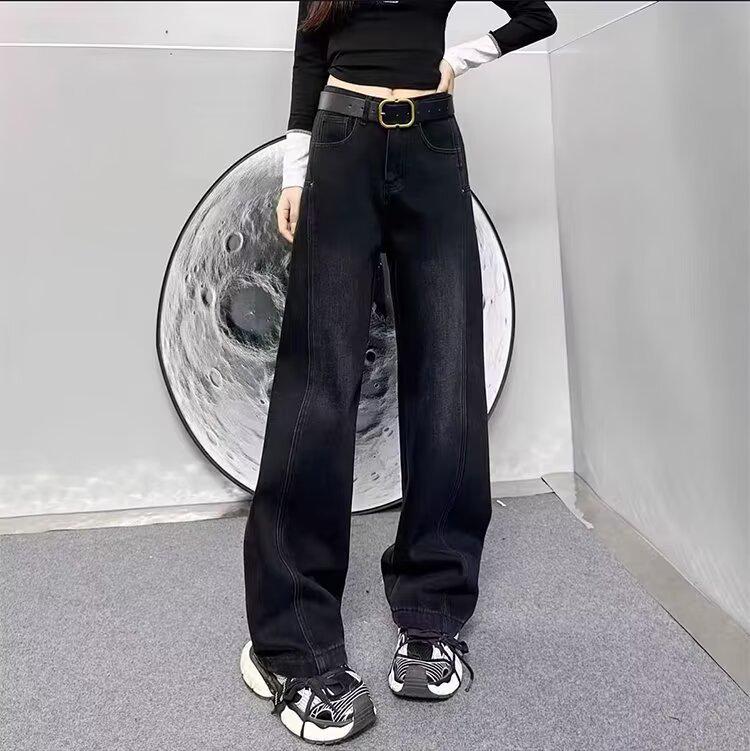 

Women s Light Color Winter Straight Leg Wide Leg Pants with Fleece, Floor-Length, Slimming, Apricot/Black 5XL