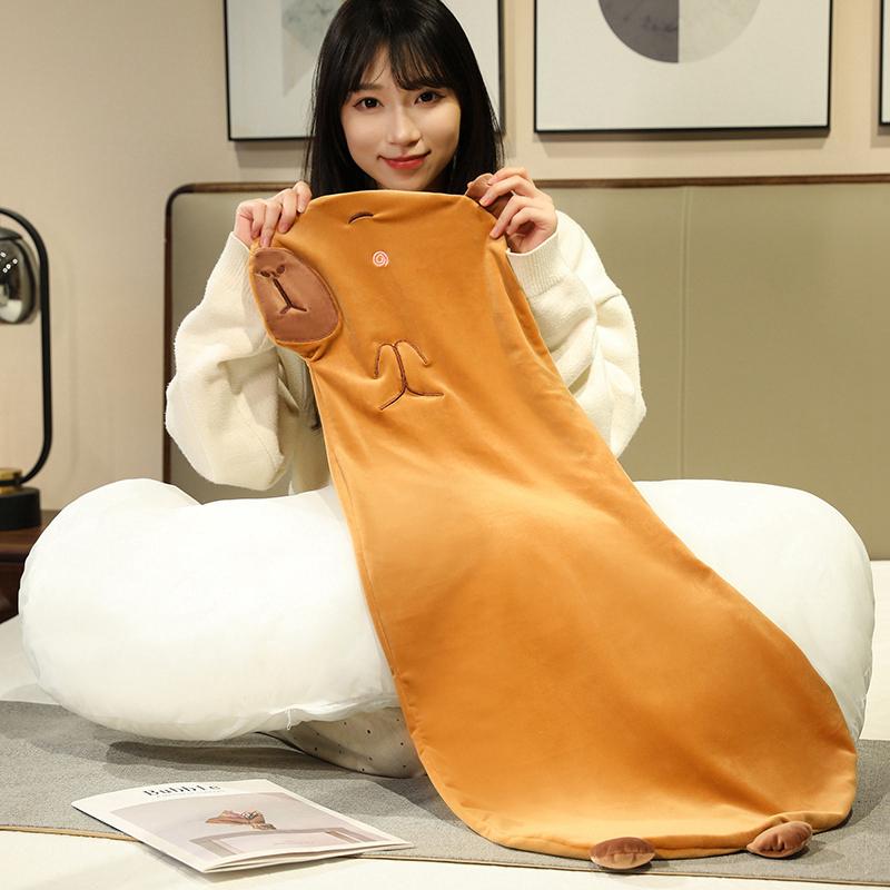 Kawaii Cartoon Capybara Plush Toy Long Pillow Creative Stuffed Hugging Body Pillow Rectangle Cushion Home Decor Gifts for Friend