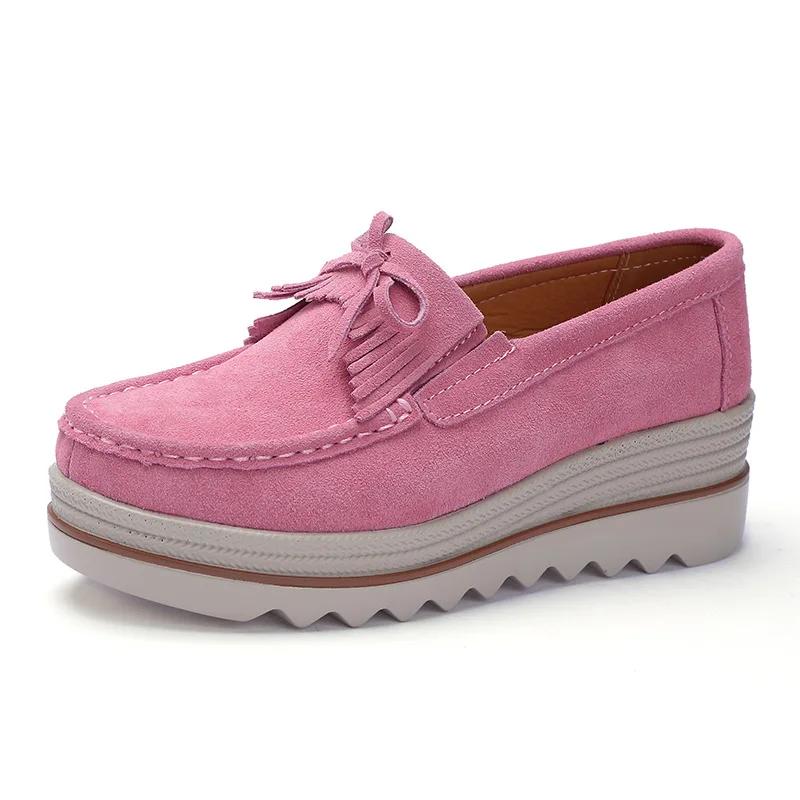 Spring Women Flats Shoes Platform Sneakers Slip On Flats Leather Suede Ladies Loafers Casual Shoes Women Loafers Shoes F65