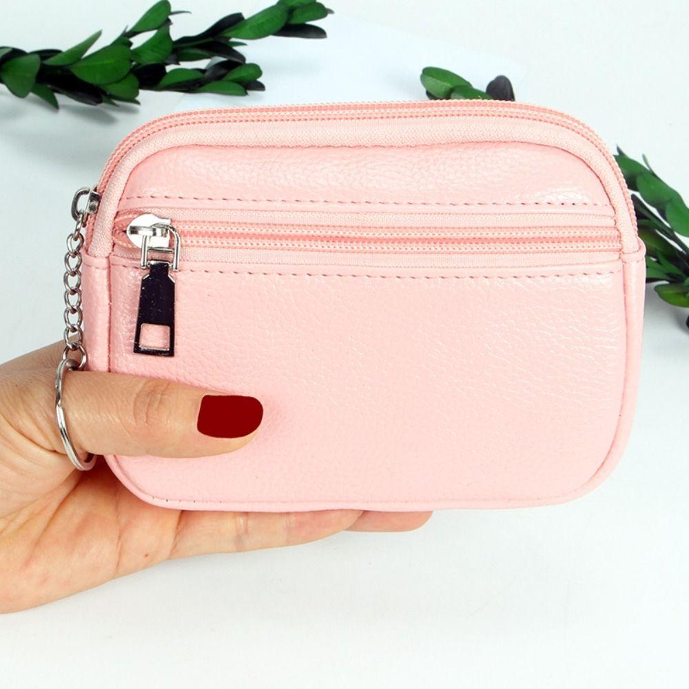 New PU Leather Women Mini Wallet Fashion with Zipper Coin Purse Keychain Wallet Bag Small Purse Short Wallets