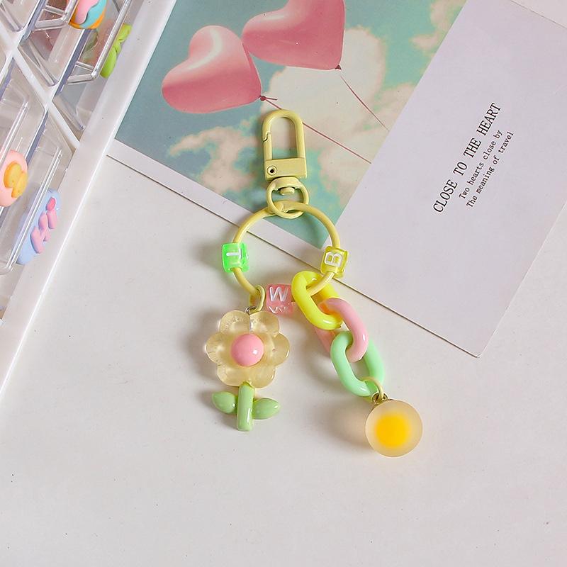 Ins Cute Tulip Keychain Color Ball Pendant Small Fresh Resin Car Key Chain Women'S Backpack Accessories Phone Case Charm Gift