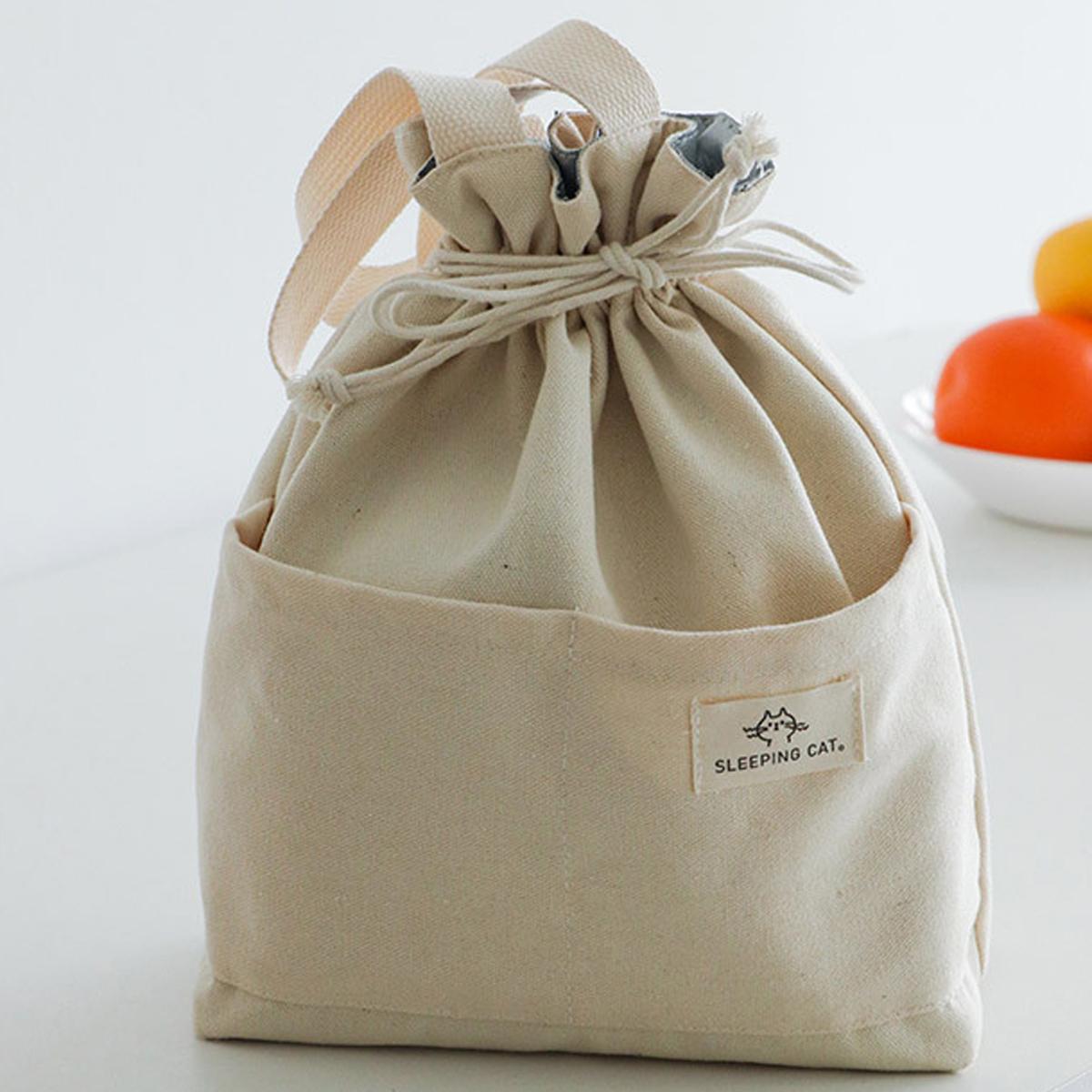 

Сумка для ланча из плотной алюминиевой фольги с изоляцией из парусины и завязками, термосумка для бенто, сумки-холодильники для офиса, пикника на открытом воздухе