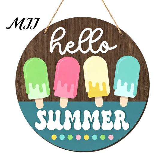 Beach House Decoration Summer Pool Wooden Hanging Sign, Weather Resistant Solid Wood Plaque with Sign Hemp Rope for Outdoor Party And Swimming Decor