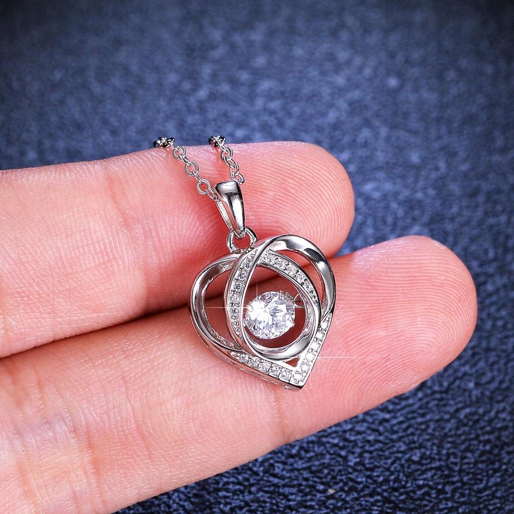 Silver Necklace Heart Pendant Women' Gift for Woman + Bracelet