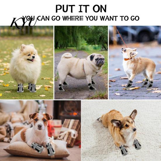 Non Slip Rubber Sole Paw Protectors 4Pcs Non-Slip Dog Shoes, Breathable Mesh Boots, Waterproof Rain Boots for Dogs Pet Small Dogs, Outdoor Walking