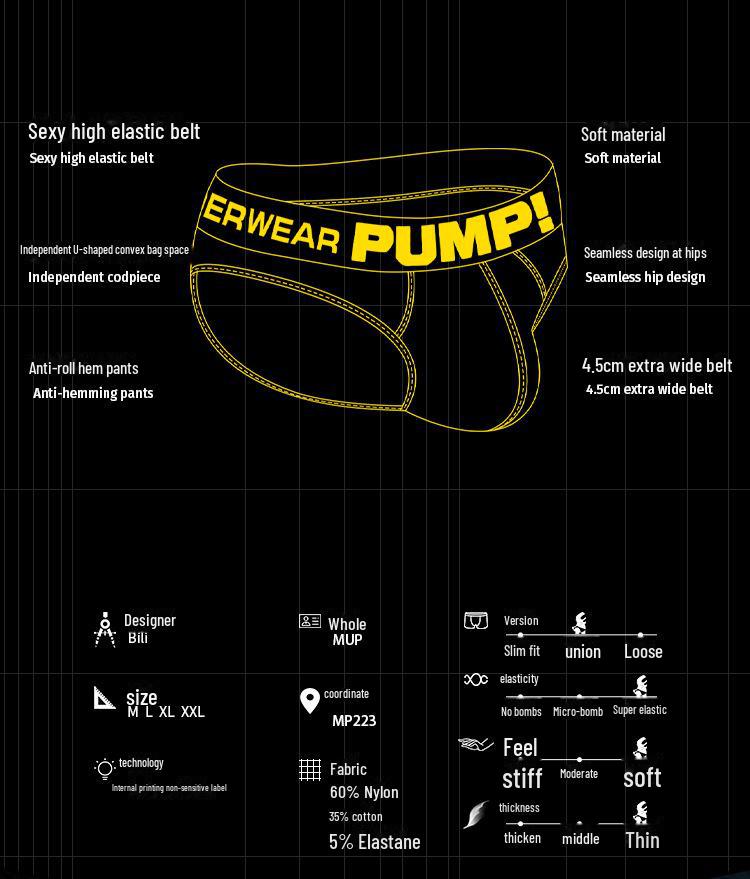 Underwear Pump Fashionable Mens Trendy Graffiti Print Cool Nylon Sports Briefs Breathable Sexy