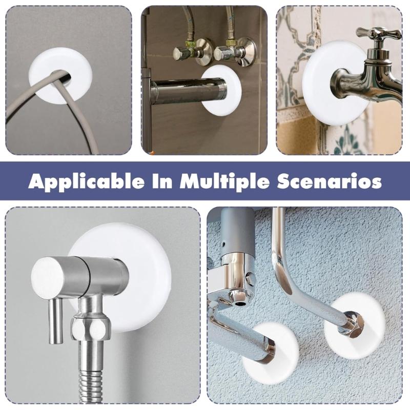 Attaches Wall Defense Caps Set Of 4 No Tool Required ABS Plastic Pipe Cover Plates with Strong Adhesive for Home Use