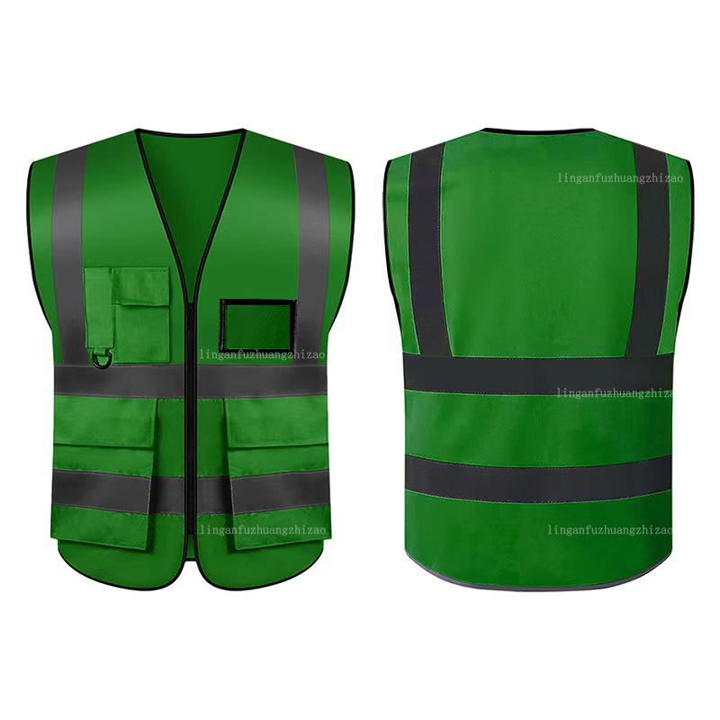 Multi-Pocket Reflective Vest for Sanitation & Construction with Printing