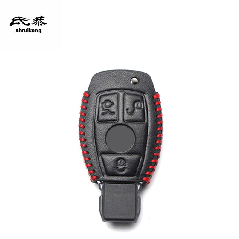 1Set Leather Car Key Case Bag Protection Cover For Mercedes Benz W210 W211 W212 W124 W176 W202 W205 GLK SLK Accessories
