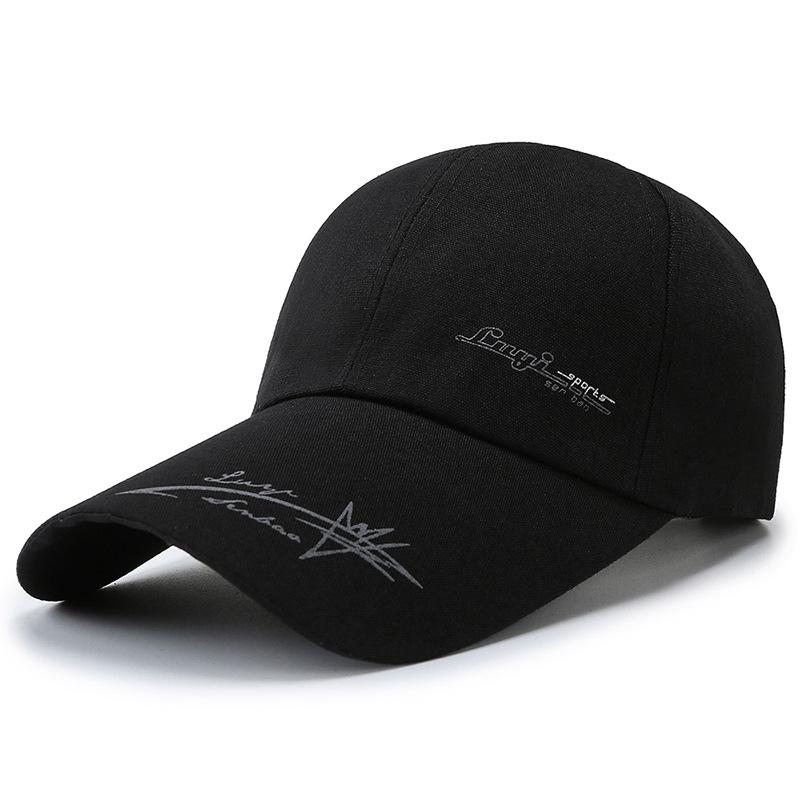 

Men s Hat Spring and Autumn New Canvas Printed Baseball Cap Sunshade Sun Protection Cap Fishing Extended Cap Adjustable чорний
