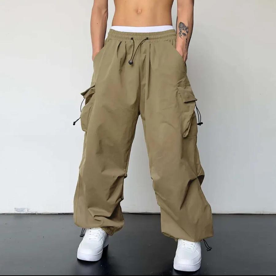 Streetwear Workwear Pants Women Summer Loose Wide Leg Cargo Pants with Large Pockets