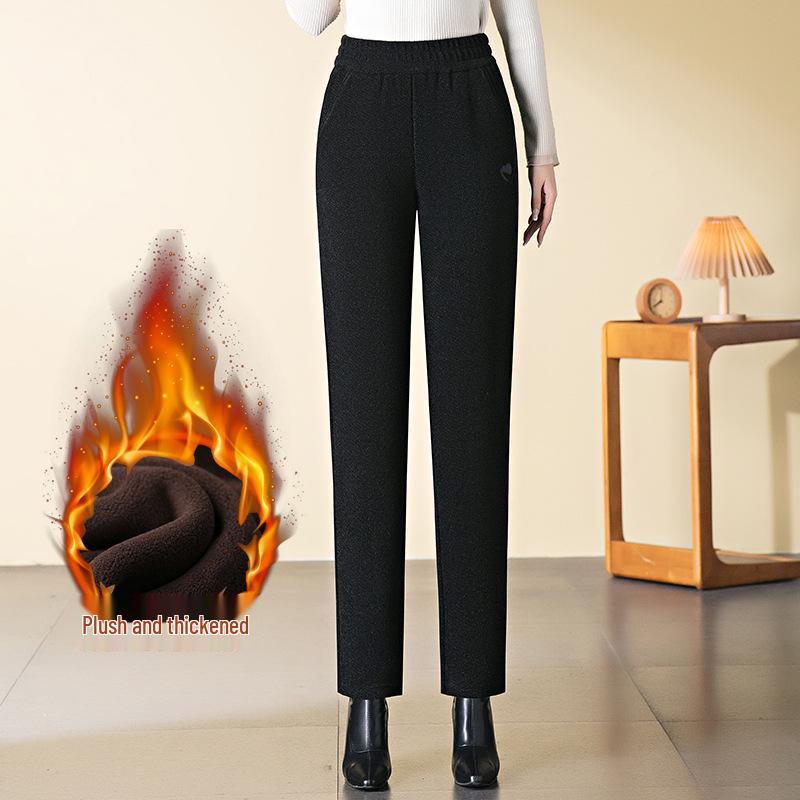 Women's High-Waisted Fleece-Lined Cigarette Pants, 2024 Winter Style, Warm Thickened Plus Size Casuals