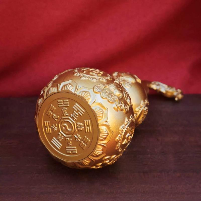Brass Feng Shui Gourd Wu Lou Pixiu Figurine Lucky Wealth Home Office Table Decoration Ornament