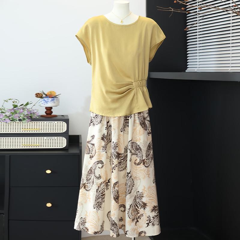 Datang Furen Women's Retro Paisley Summer Two-Piece Set